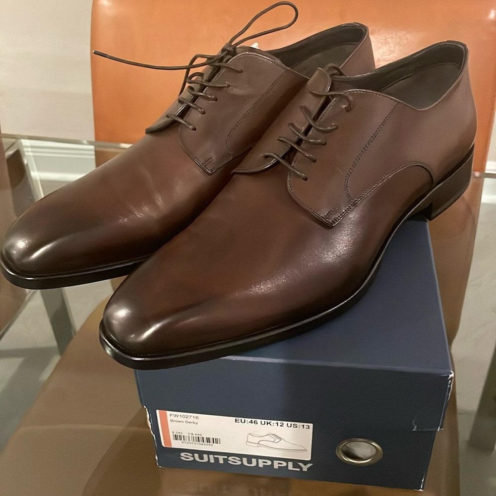 NWT Suitsupply brown derby shoes 13